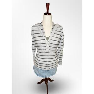 Women’s Banana Republic Striped Hooded Sweater Medium Wool Blend Y2K